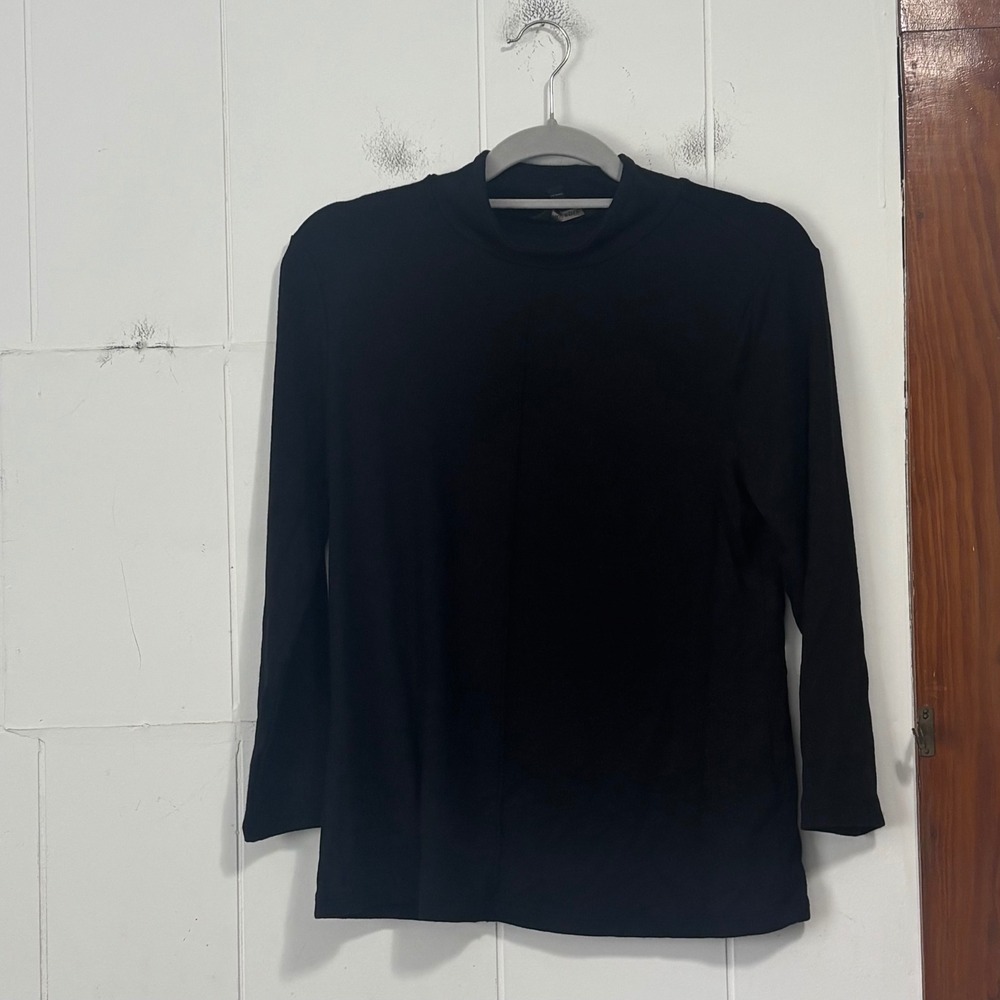 Banana Republic Soft Luxe Black Mock Neck Long Sleeve Top Womens Size Medium
